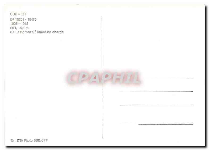 CPM SBB-CFF D3 18201-18470 1905-1915 — Verso
