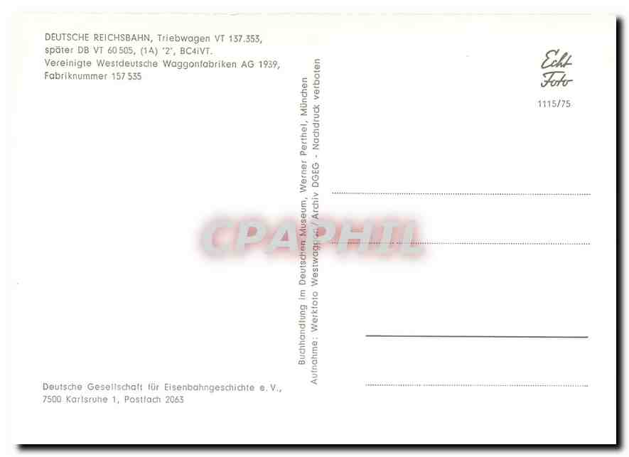 CPM Deutsche Reichsbahn Triebwagen VT 137.353 — Verso