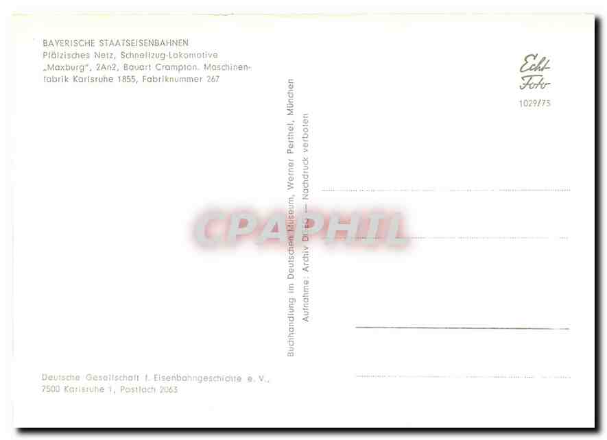 CPM Bayerische Staatseisenbahnen Plaetzisches Netz Schnellzug-lokomotive ''Maxburg'' — Verso