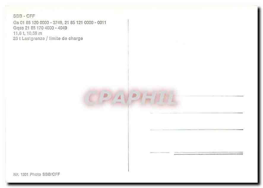 CPM SBB-CFF Gs 01851200000 - 3749 21851210000 - 0011 — Verso