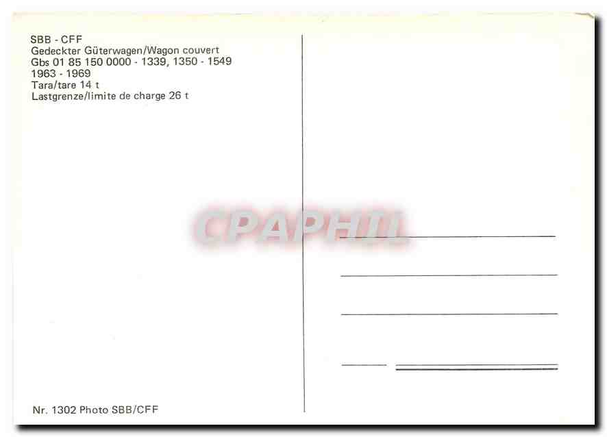 CPM SBB-CFF Gedeckter Gueterwagen/Wagon couvert — Verso