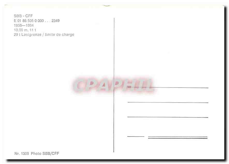 CPM SBB-CFF E 01855050000 2349 1956-1964 — Verso
