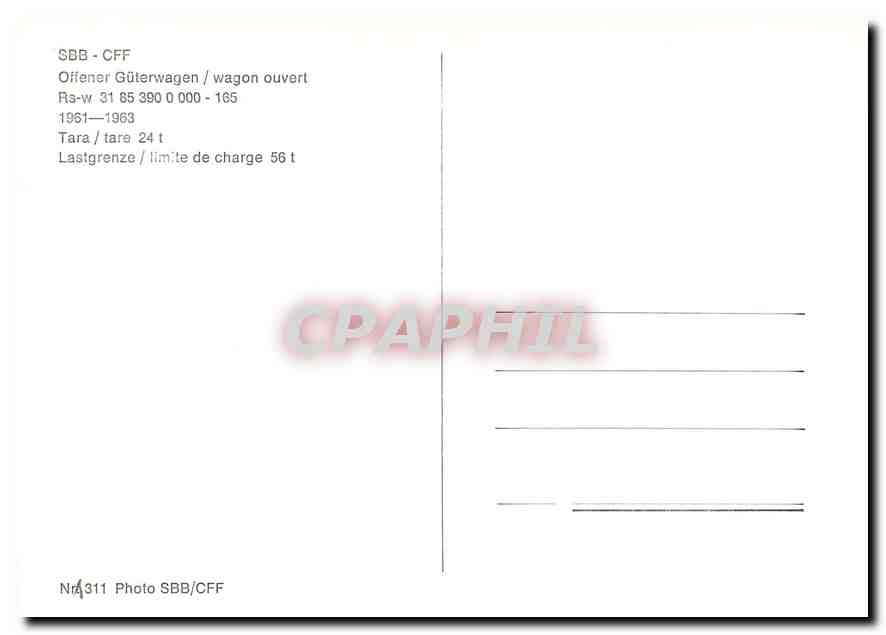 CPM SBB-CFF Wagon ouvert — Verso