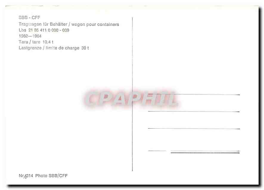 CPM SBB-CFF wagon pour containers — Verso