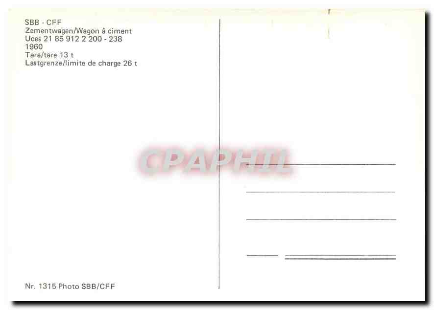 CPM SBB-CFF Wagon a ciment — Verso
