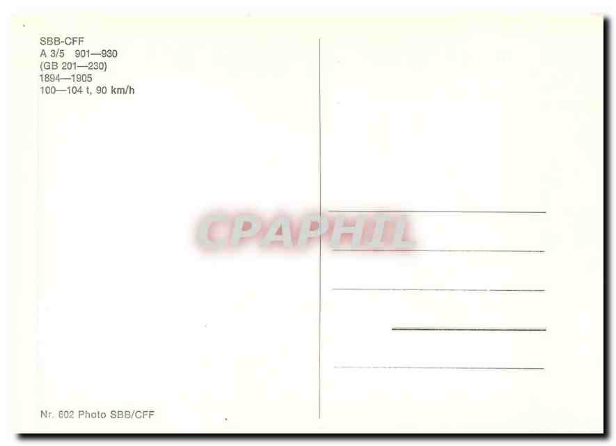 CPM SBB-CFF A 3/5 901-930 1894-1905 — Verso