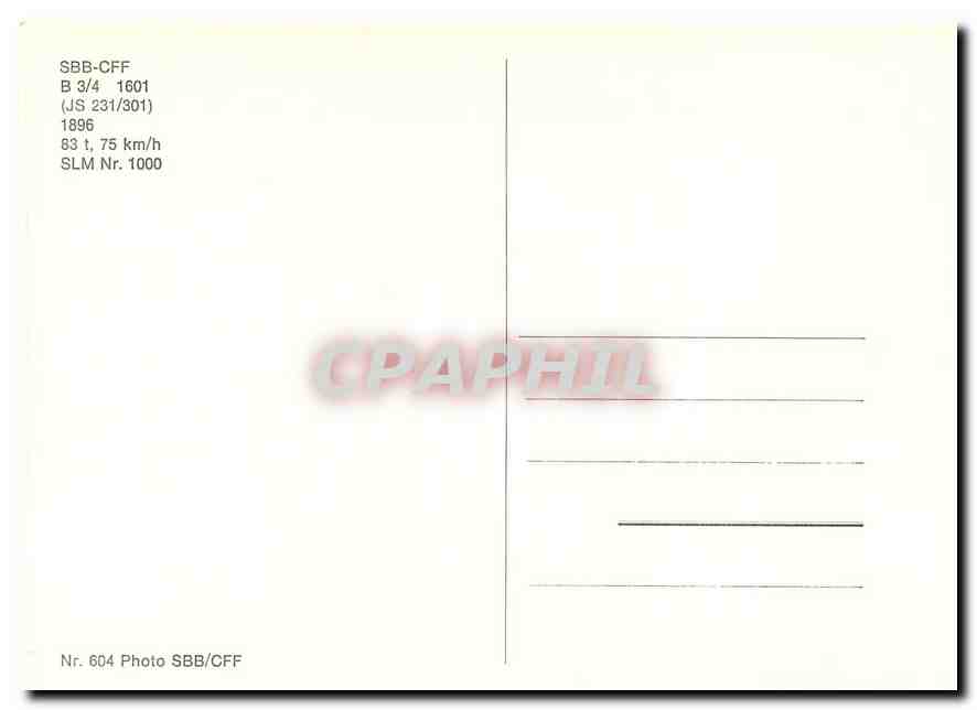 CPM SBB-CFF B 3/4 1601 1896 — Verso