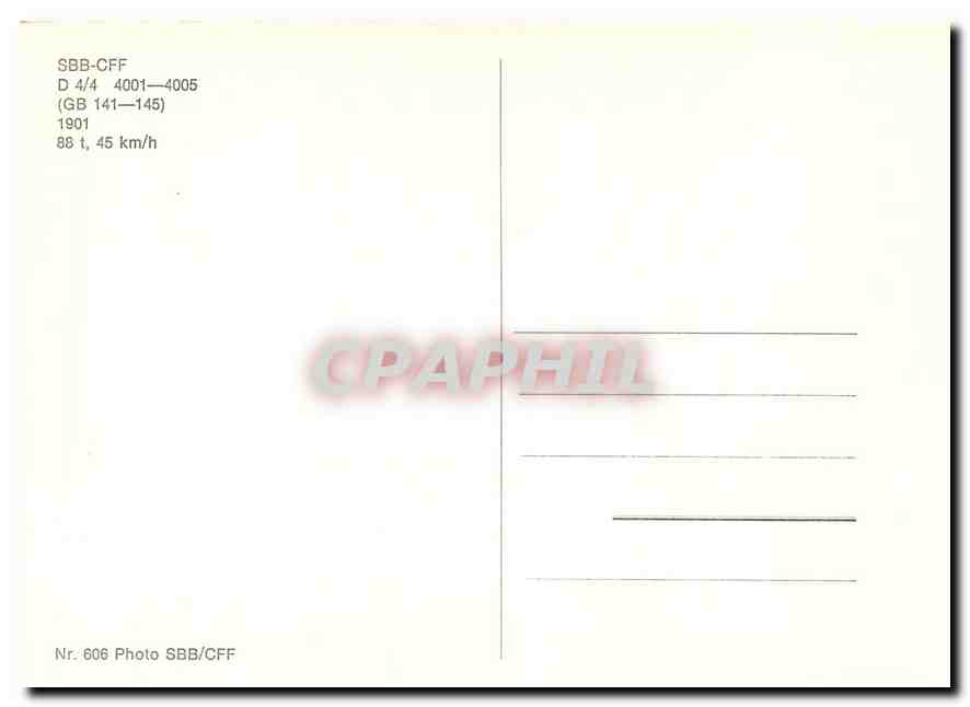 CPM SBB-CFF D 4/4 4001-4005 1901 — Verso