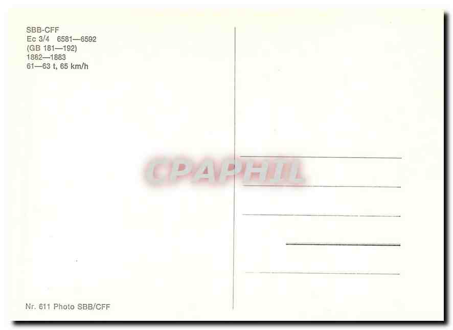 CPM SBB-CFF Ec 3/4 6581-6592 1882-1883 — Verso
