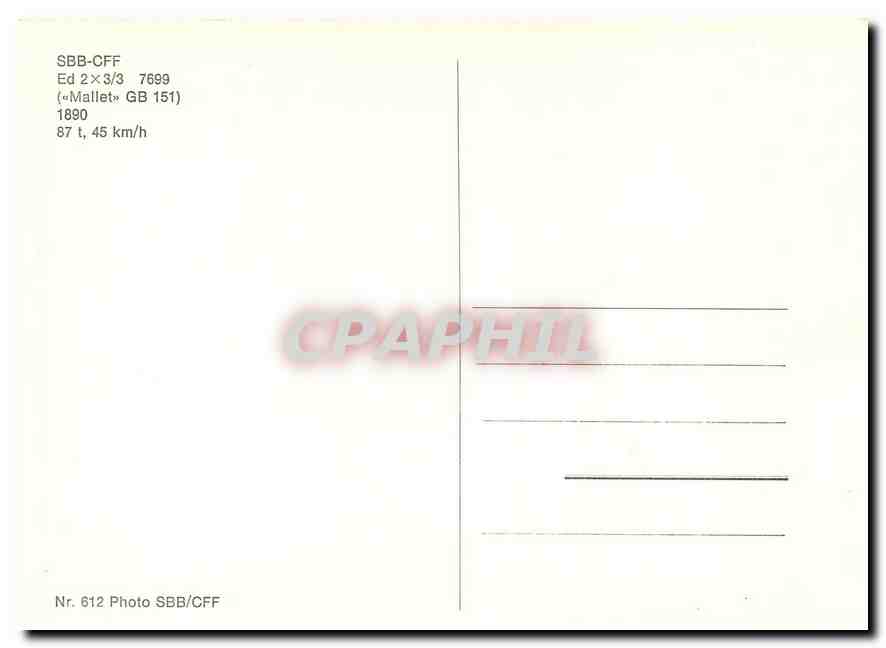 CPM SBB-CFF Ed 2x3/3 7699 1890 — Verso