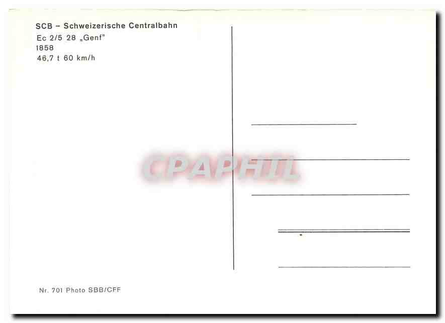 CPM SCB - Schweizerische Centralbahn Ec 2/5 28 ''Genf'' 1858 — Verso