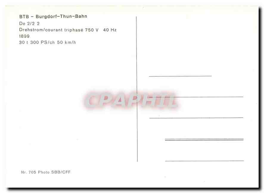CPM BTB - Burgdorf-Thun-Bahn De 2/2 2 — Verso