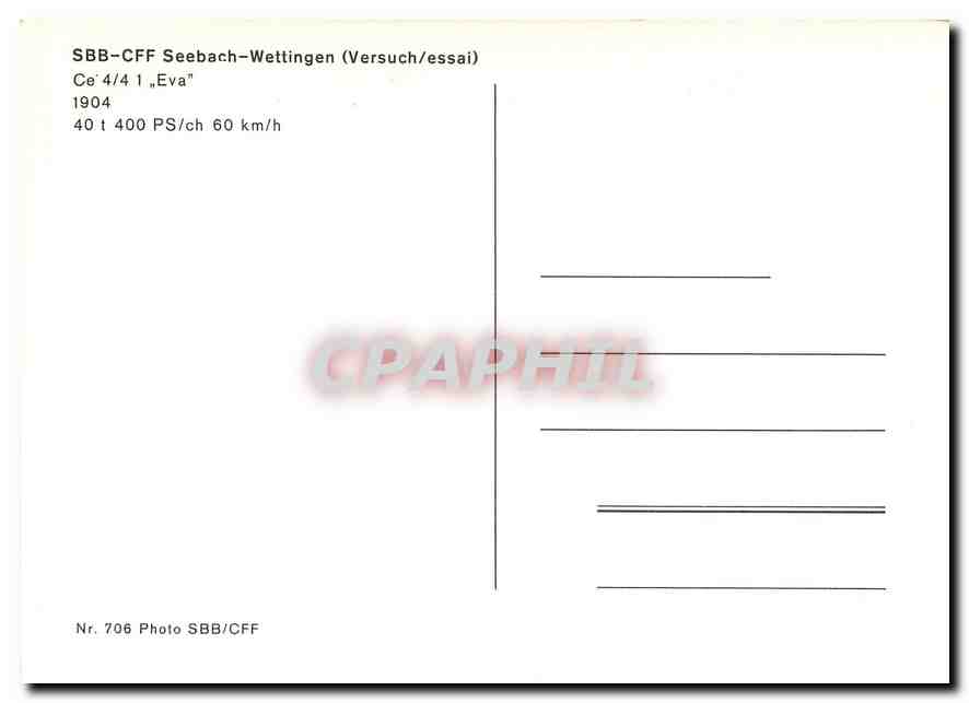 CPM SBB-CFF Seebach-Wettinggen — Verso