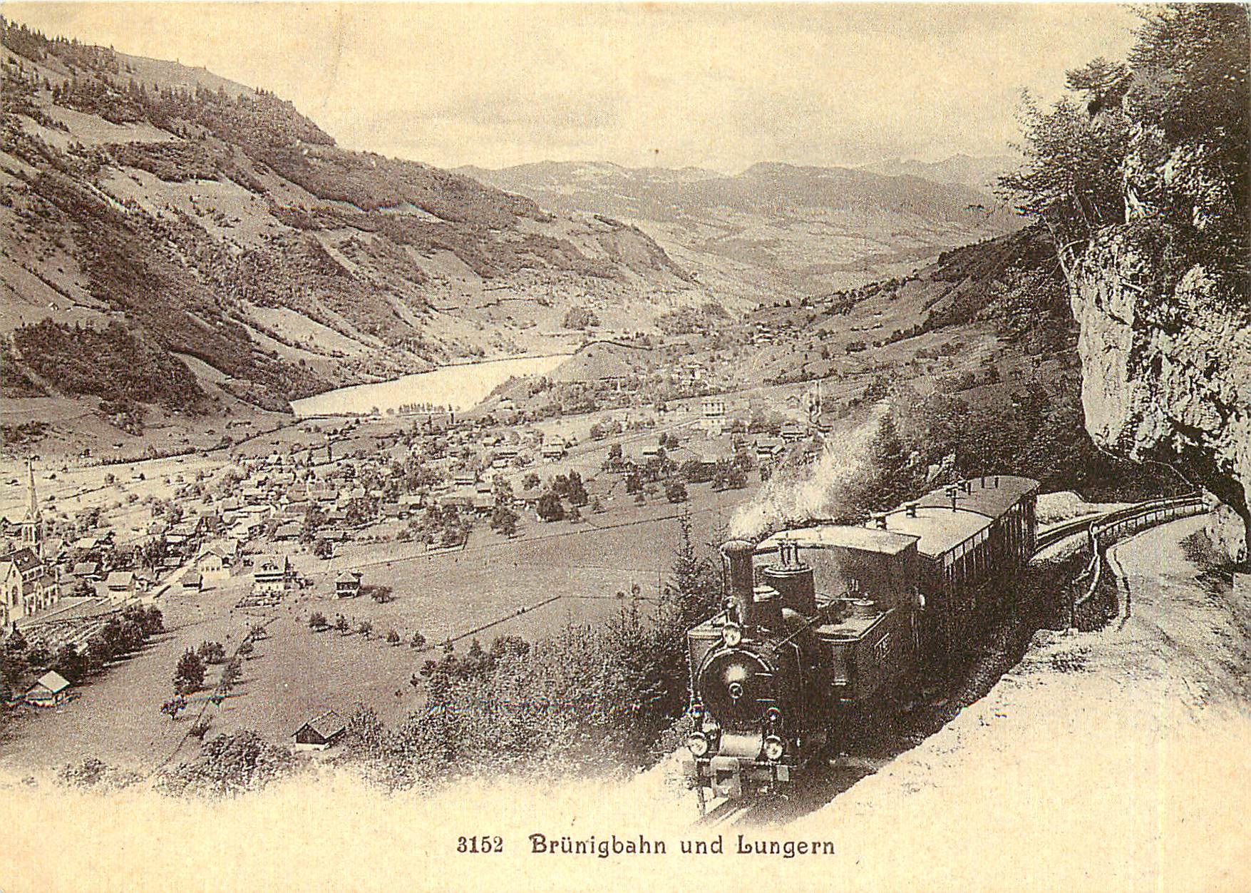 CPM Un train a vapeur en pleine cremaillere au-dessus de Lugern vers 1900 