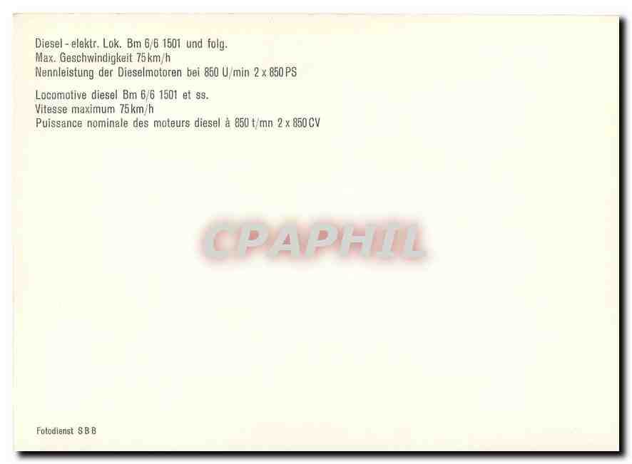 CPM Locomotive diesel BM 6/6 1501 et ss — Verso