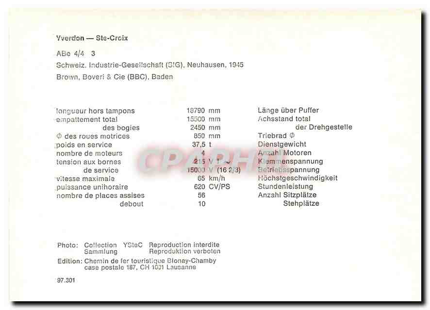 CPM Yverdon - Ste-Croix ABe 4/4 3 — Verso