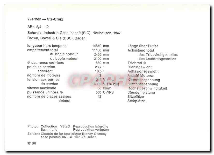 CPM Yverdon - Ste-Croix  ABe 2/4 12 — Verso