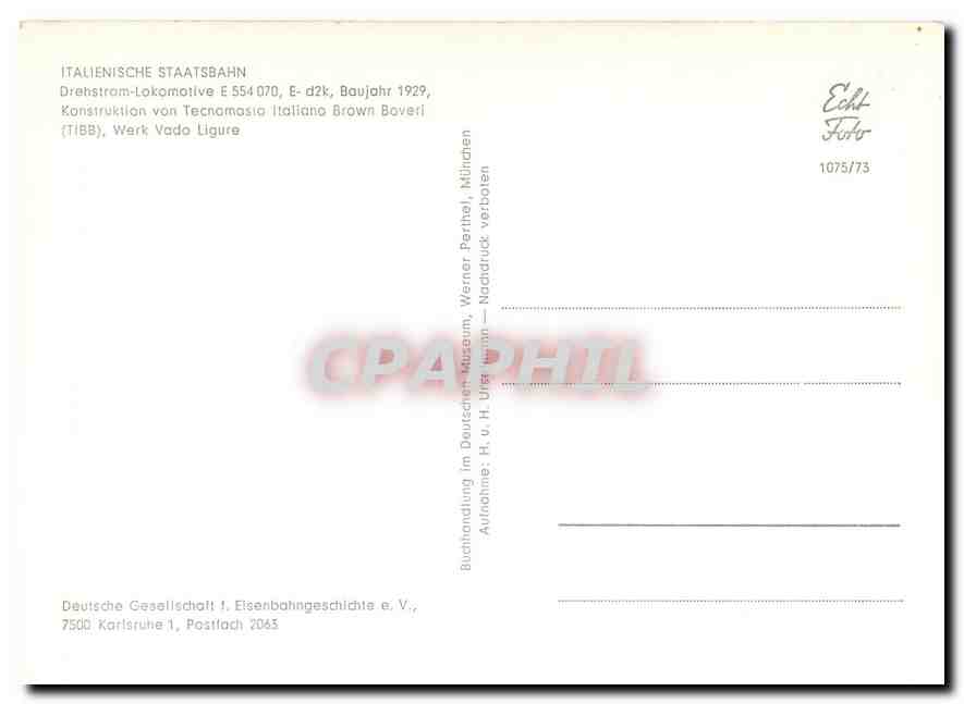 CPM Italienische Staatsbahn Drehstrom-lokomotive E 554070 — Verso