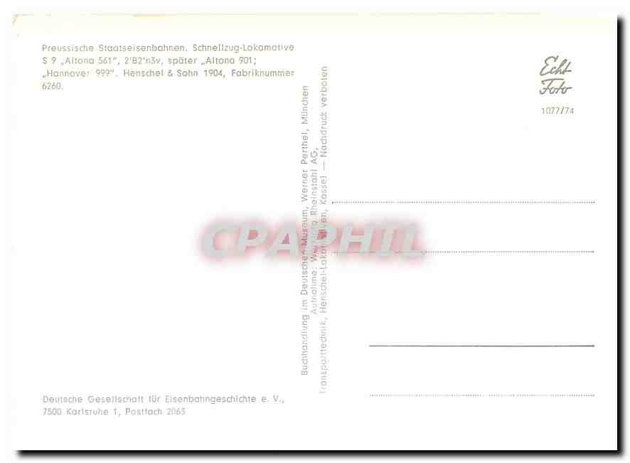 CPM Preussische Staatseisenbahnen Schnellzug-lokomotive S 9 — Verso