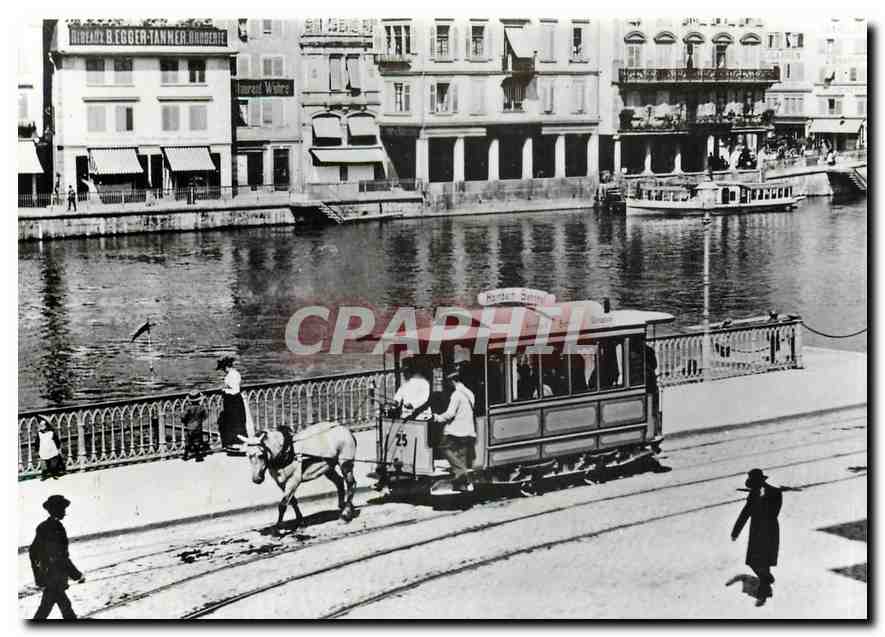 CPM verein tram-museum zuerich Zuercher Strassenbahn AG Roesslitramwagen Nr.25 am Limmatquai um 1896