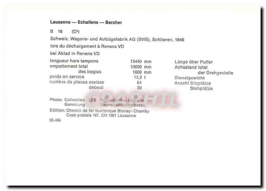 CPM Laussane-Echallens-Bercher B 18 (C4) — Verso