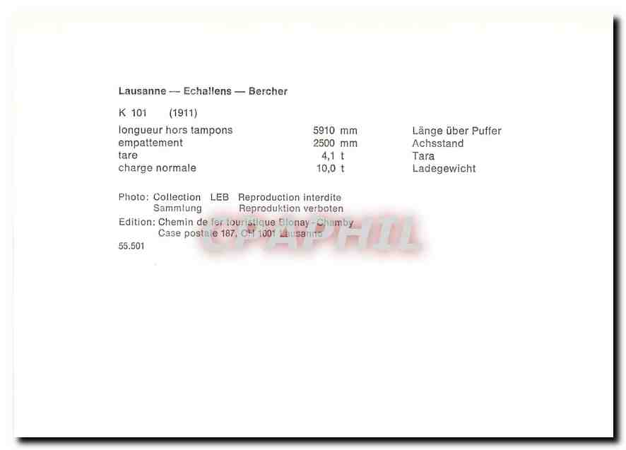 CPM Laussane-Echallens-Bercher K 101 (1911) — Verso
