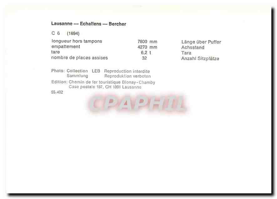 CPM Laussane-Echallens-Bercher C 6 (1894) — Verso