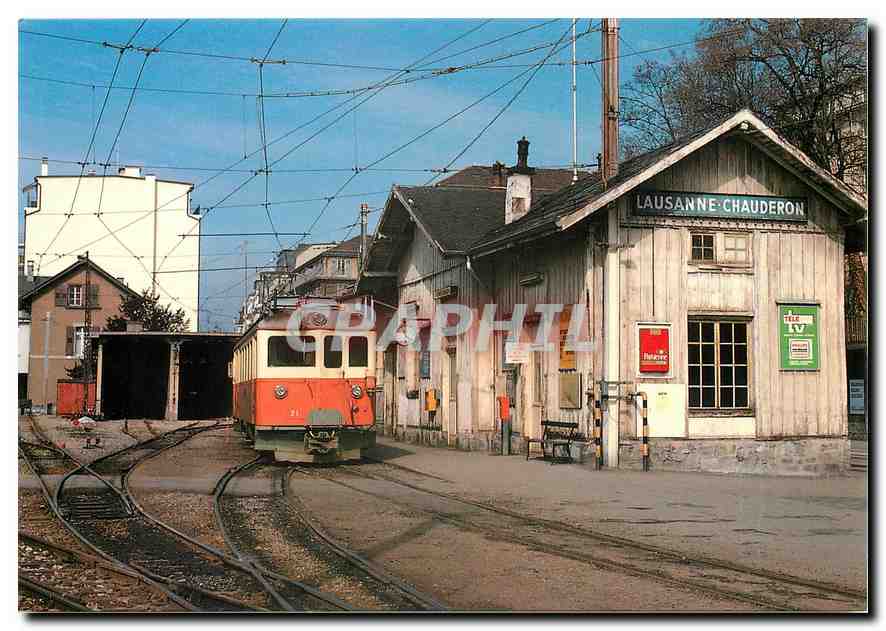 CPM Automotrice BDe 4/4 21 du L.E.B. au terminus de Lausanne-Chauderon en Mars 1985