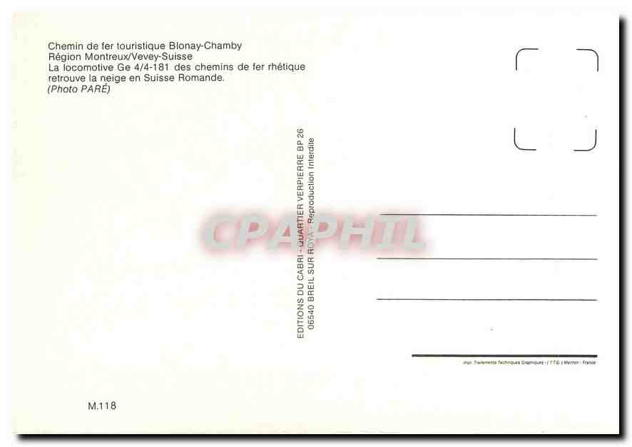 CPM Chemin de fer touristique Blonay-Chamby La locomotive Ge 4/4-181 des chemins de fer rhetique ret — Verso
