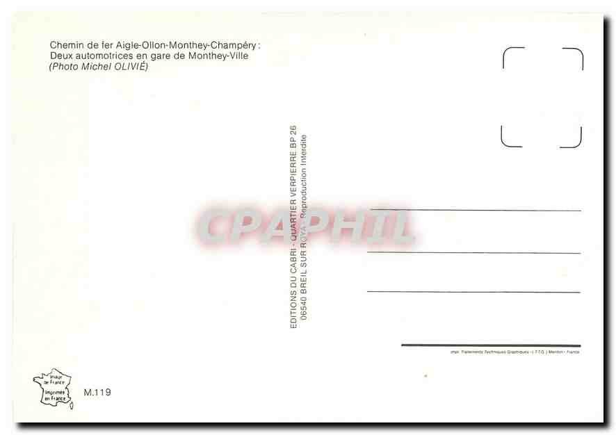 CPM Deux automotrices en gare de Monthey-Ville — Verso