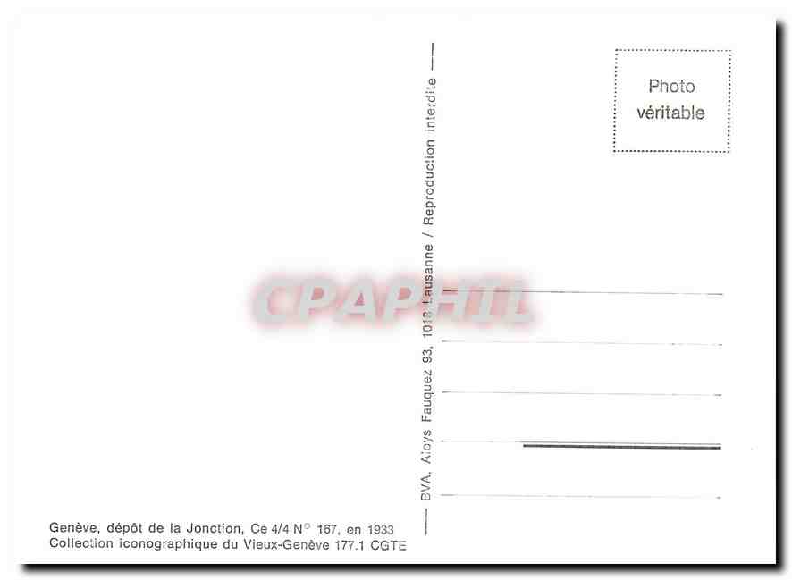 CPM Geneve depot de la Jonction Ce 4/4 No.167 en 1933 — Verso