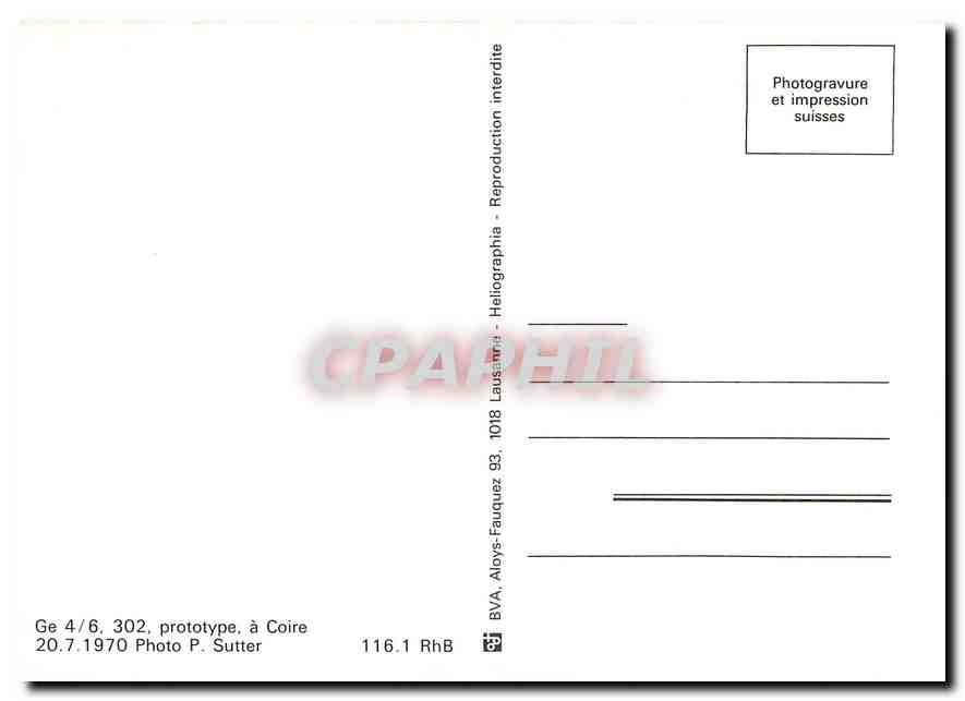 CPM Ge 4/6 302 prototype a Coire 20.7.1970 — Verso