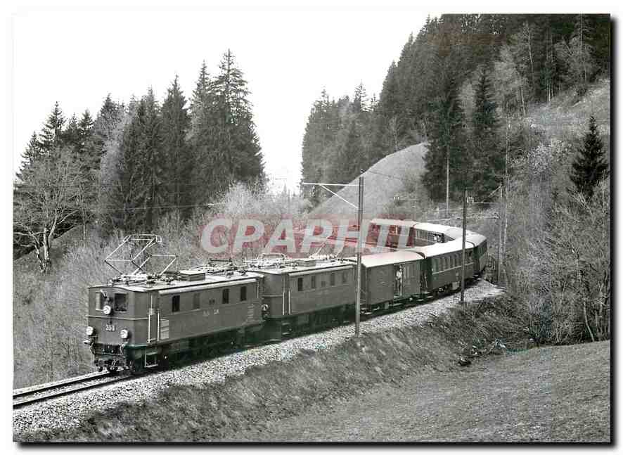 CPM Train special avec Ge 4/6 No.354 et 355 entre Saas im Praettigau et Sarneus 6.4.1974