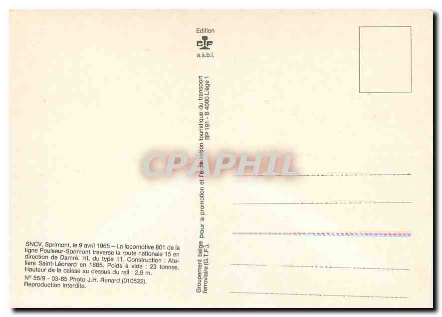 CPM SNCV Sprimont le 9 avril 1965 — Verso