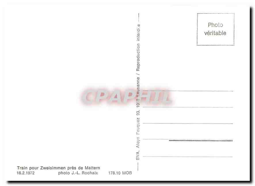 CPM Train pour Zweisimmen pres de Mattern 16.2.1972 — Verso