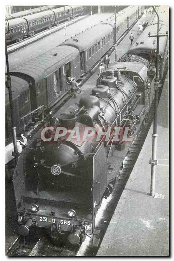 CPM St Lazare 1964. Locomotive Pacific 231 D 663 en tete d'un train Paris-Rouen
