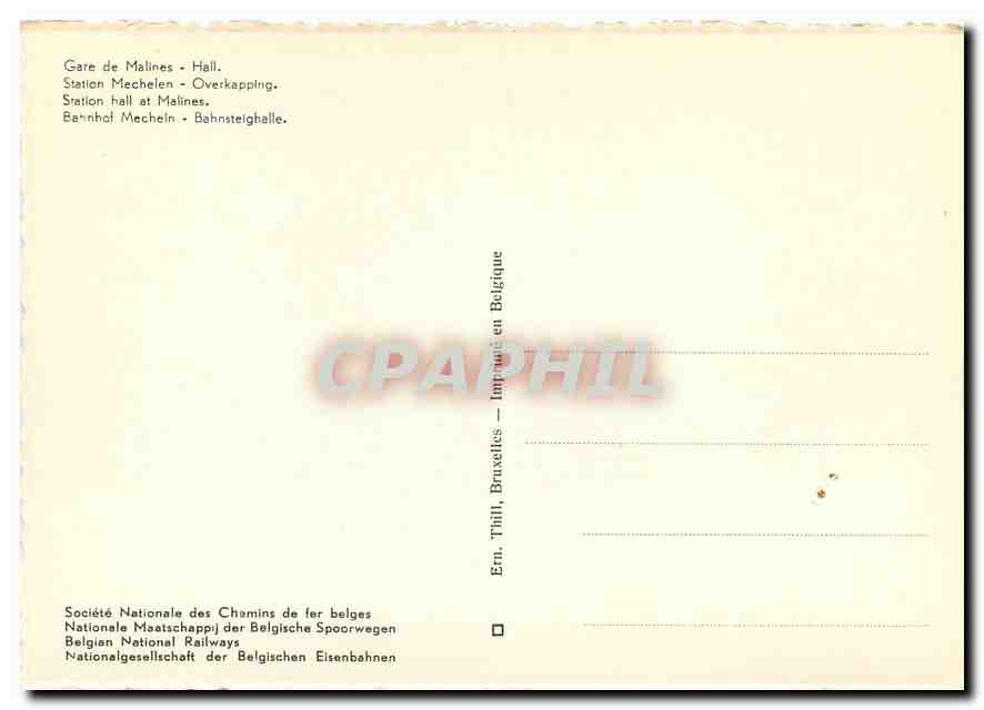 CPM Gare de Malines - Hall — Verso