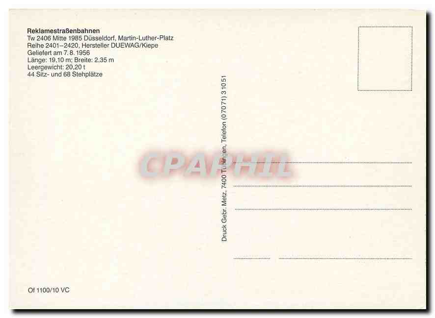 CPM Reklamestrassenbahnen Tw 2406 — Verso