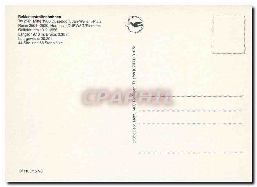CPM Reklamestrassenbahnen Tw 2501 — Verso