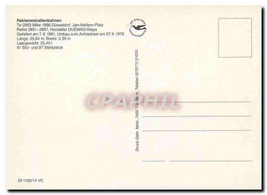 CPM Reklamestrassenbahnen Tw 2863 — Verso
