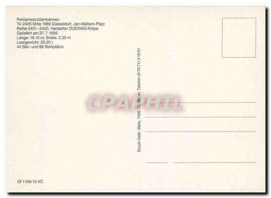 CPM Reklamestrassenbahnen Tw 2405 — Verso