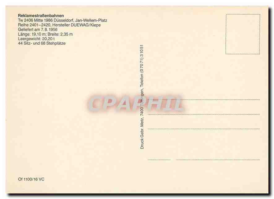 CPM Reklamestrassenbahnen Tw 2406 — Verso