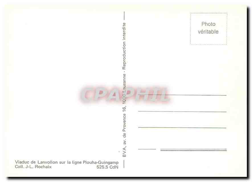 CPM Viaduc de Lanvollon sur la ligne Plouha-Guingamp — Rückseite