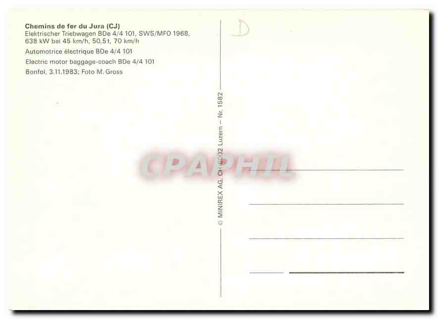 CPM Electric motor baggage-coach BDe 4/4 101 — Verso