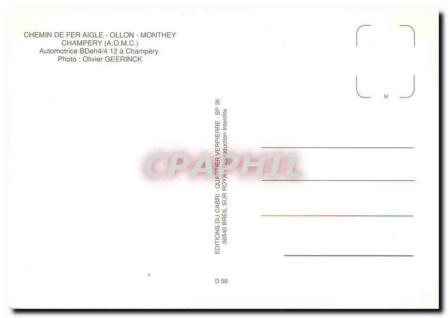 CPM Automotrice BDeh 4/4 12 a Champery — Verso