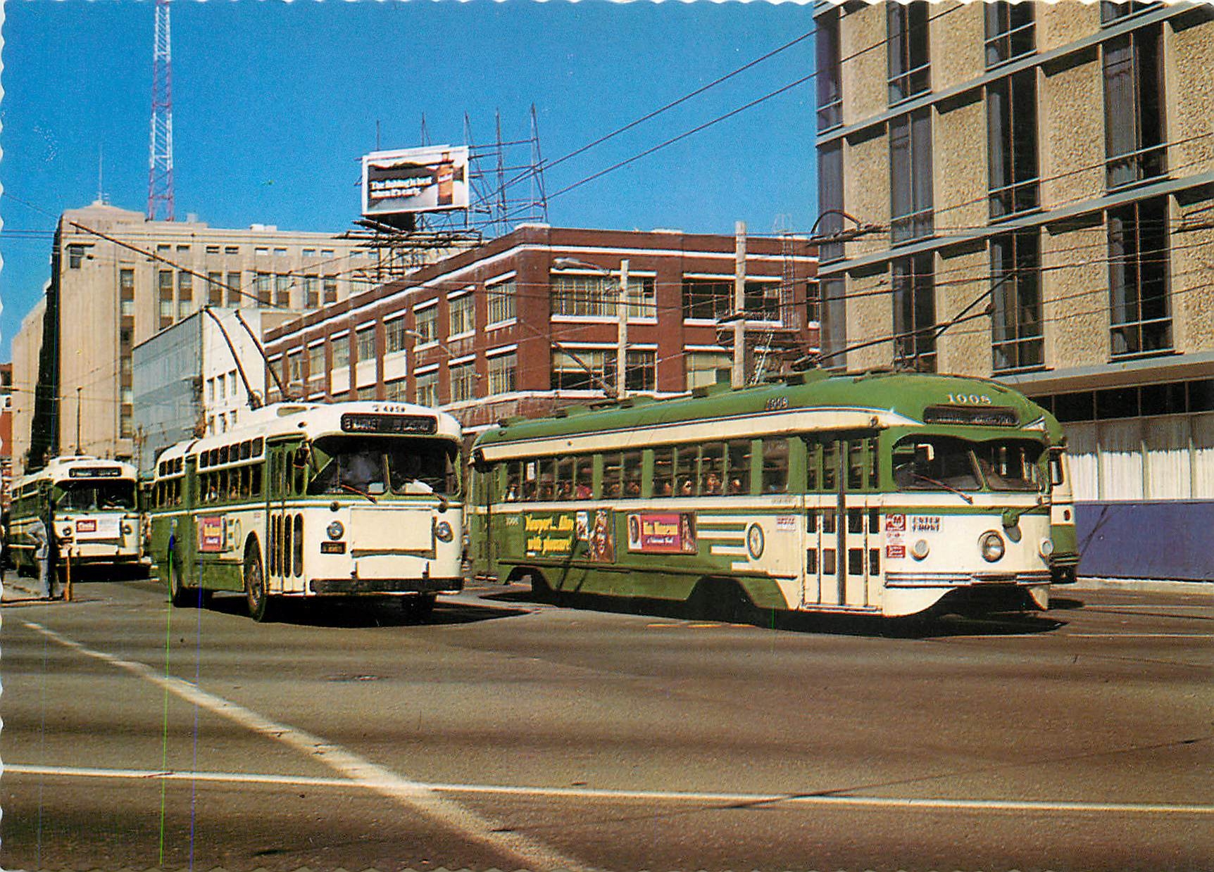 CPM San Francisco CA #703 Trolleycoach #1008 PCC Streetcar