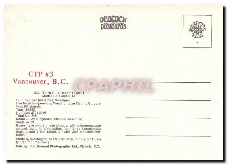 CPM B.C. Transit Trolley Coach — Verso