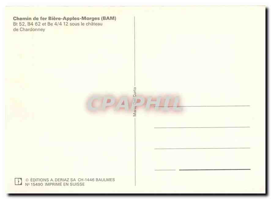 CPM Bt 52 B4 62 et Be 4/4 12 sous le chateau de Chardonney — Verso