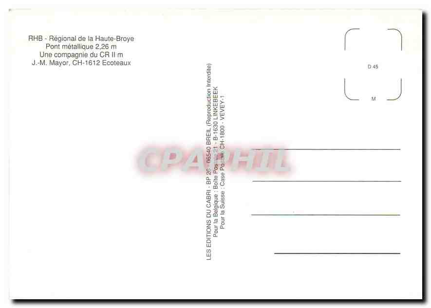 CPM RHB - Regional de la Haute-Broye Pont metallique de 2.26m — Verso