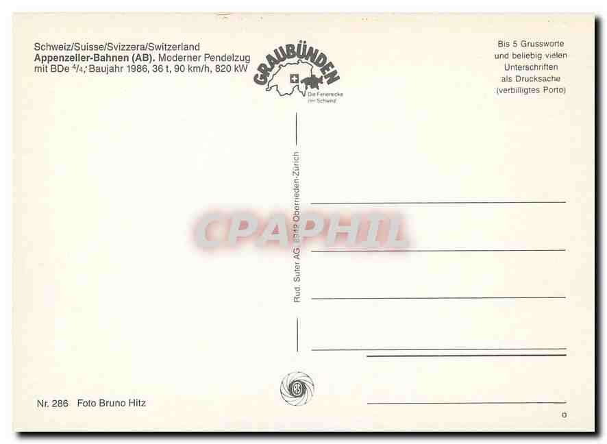 CPM Appenzeller-Bahnen (AB) Moderner Pendelzug mit BDe 4/4 — Verso